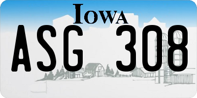 IA license plate ASG308