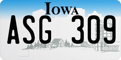 IA license plate ASG309