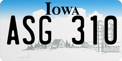 IA license plate ASG310