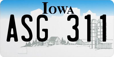 IA license plate ASG311