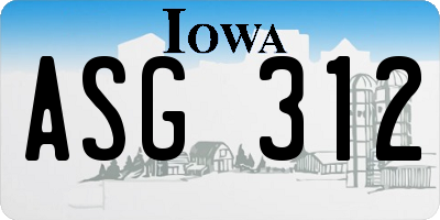 IA license plate ASG312