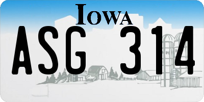 IA license plate ASG314