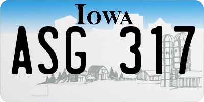 IA license plate ASG317