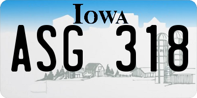 IA license plate ASG318