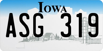 IA license plate ASG319