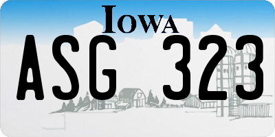 IA license plate ASG323