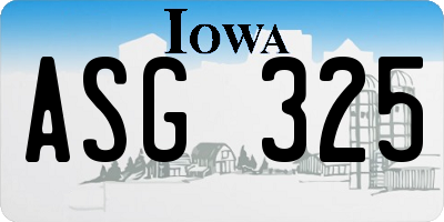 IA license plate ASG325
