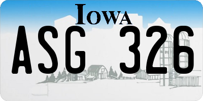 IA license plate ASG326