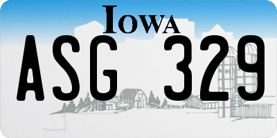 IA license plate ASG329