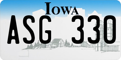 IA license plate ASG330