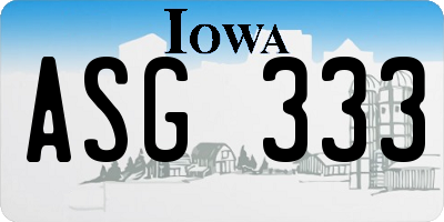 IA license plate ASG333