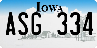 IA license plate ASG334