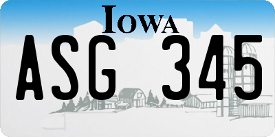 IA license plate ASG345