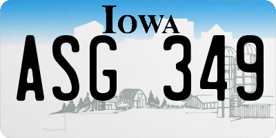 IA license plate ASG349