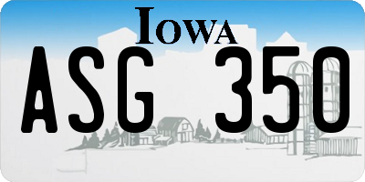 IA license plate ASG350