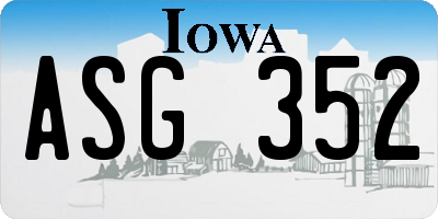 IA license plate ASG352