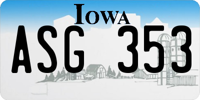 IA license plate ASG353