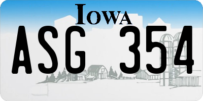 IA license plate ASG354