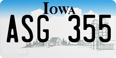 IA license plate ASG355