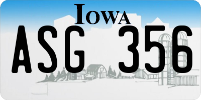 IA license plate ASG356
