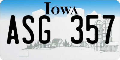 IA license plate ASG357