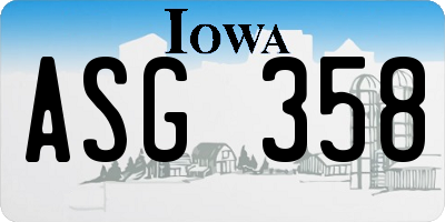 IA license plate ASG358