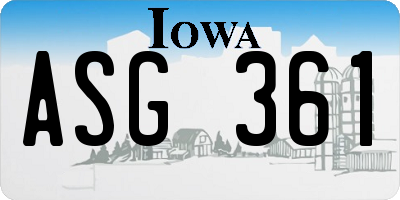 IA license plate ASG361