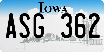 IA license plate ASG362