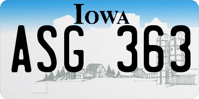 IA license plate ASG363