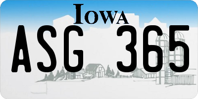 IA license plate ASG365