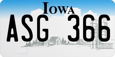 IA license plate ASG366