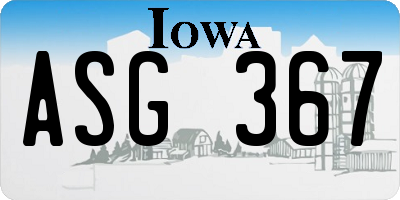 IA license plate ASG367