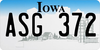 IA license plate ASG372