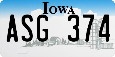 IA license plate ASG374