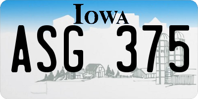 IA license plate ASG375