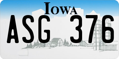 IA license plate ASG376