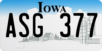 IA license plate ASG377