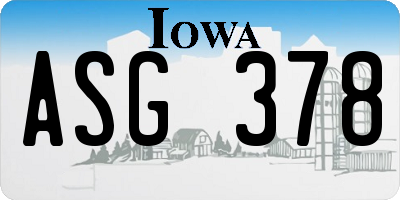 IA license plate ASG378