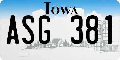 IA license plate ASG381