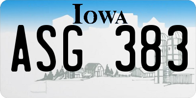 IA license plate ASG383