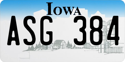 IA license plate ASG384
