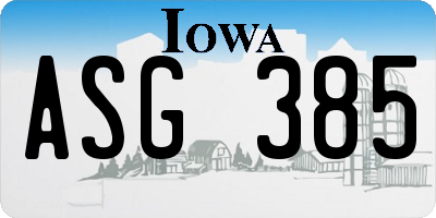 IA license plate ASG385