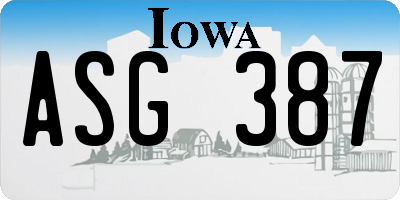 IA license plate ASG387