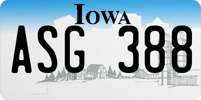 IA license plate ASG388