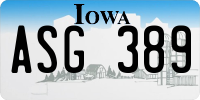 IA license plate ASG389