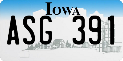 IA license plate ASG391