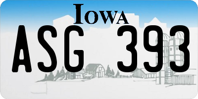 IA license plate ASG393