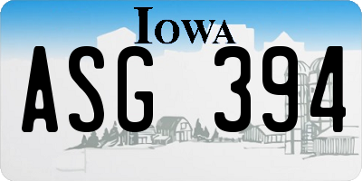 IA license plate ASG394