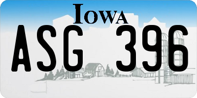 IA license plate ASG396