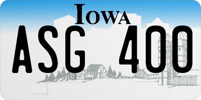 IA license plate ASG400